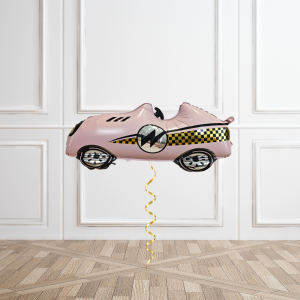 Pink Racing Car Helium Foil Balloon
